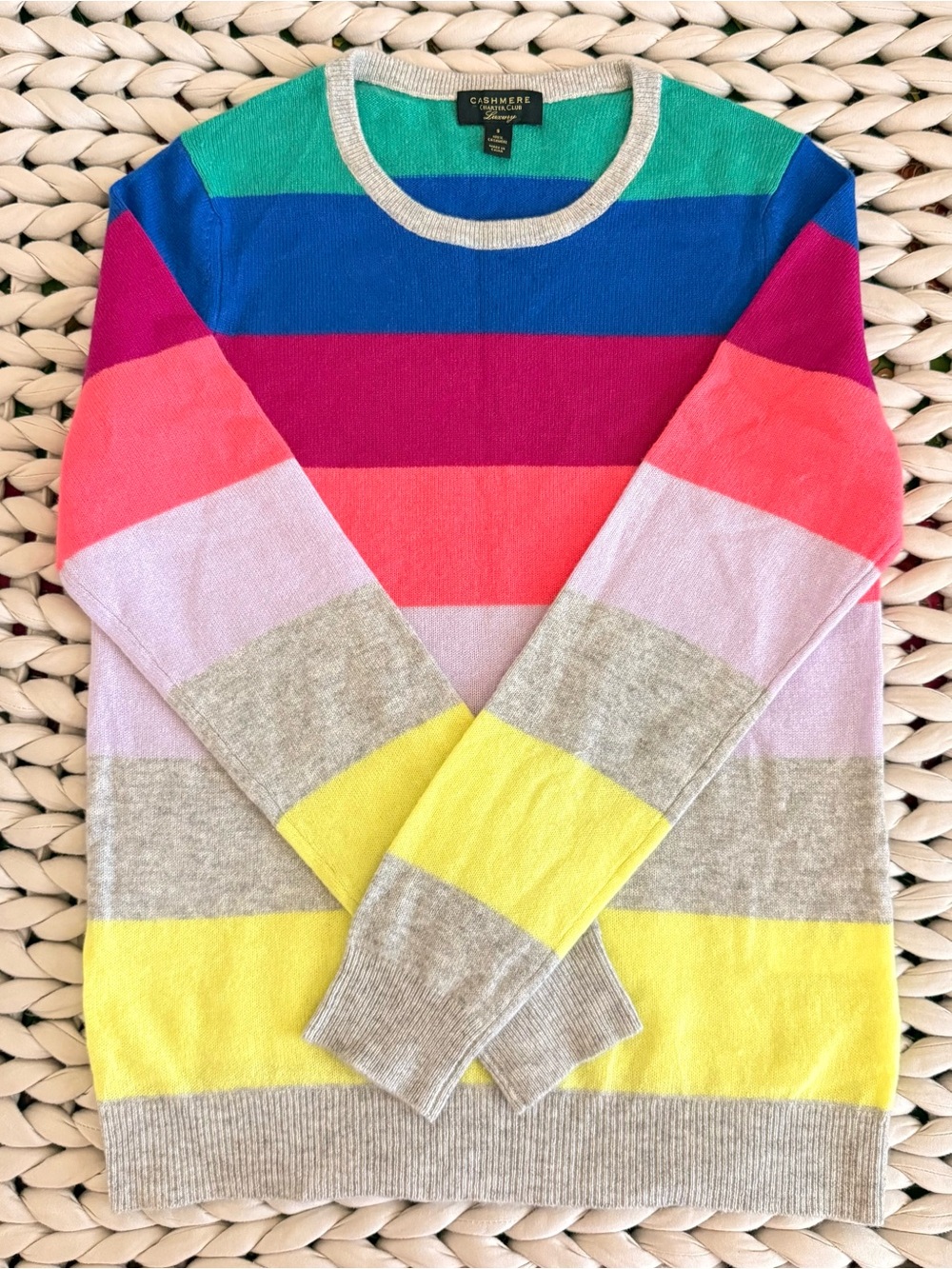 Multicolor Stripe Crewneck Sweater - Bright Rainbow